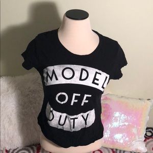 "MODEL OFF DUTY" Raw Cut Crop Top